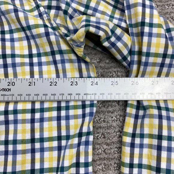 Eddie Bauer Shirt Men Large L Yellow White Blue Checkered Button Down Relaxed - Picture 10 of 11